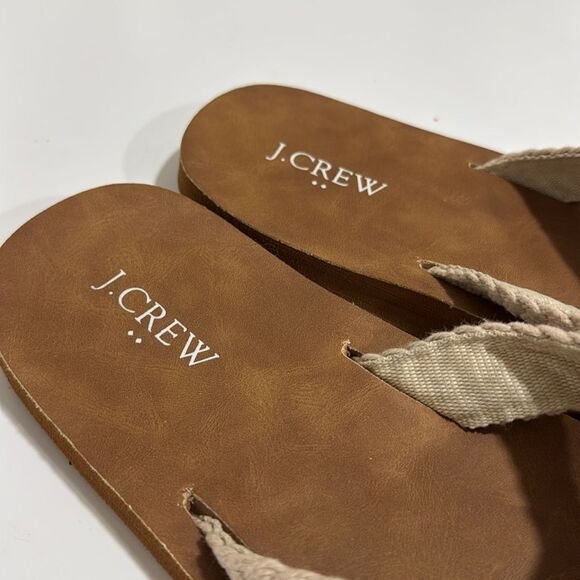 J. Crew Tan and Cream Flip-Flop Sandals with Braided Straps EUC - Picture 6 of 6
